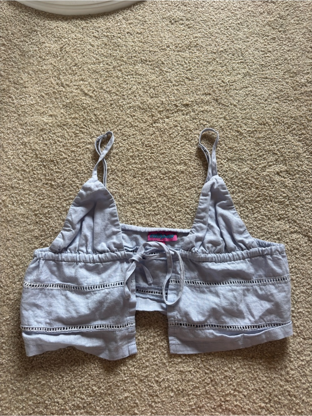 Edikted Light Blue Lace-Trim Tie-Front Camisole